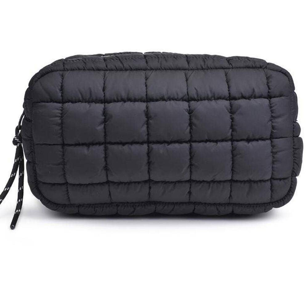 Cloud Nine Black Quilted Puffer Nylon Cosmetic Pouch